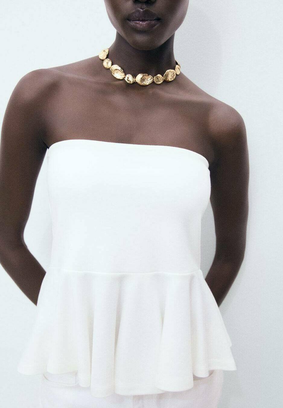 

Топ PEPLUM BANDEAU Mango, белый