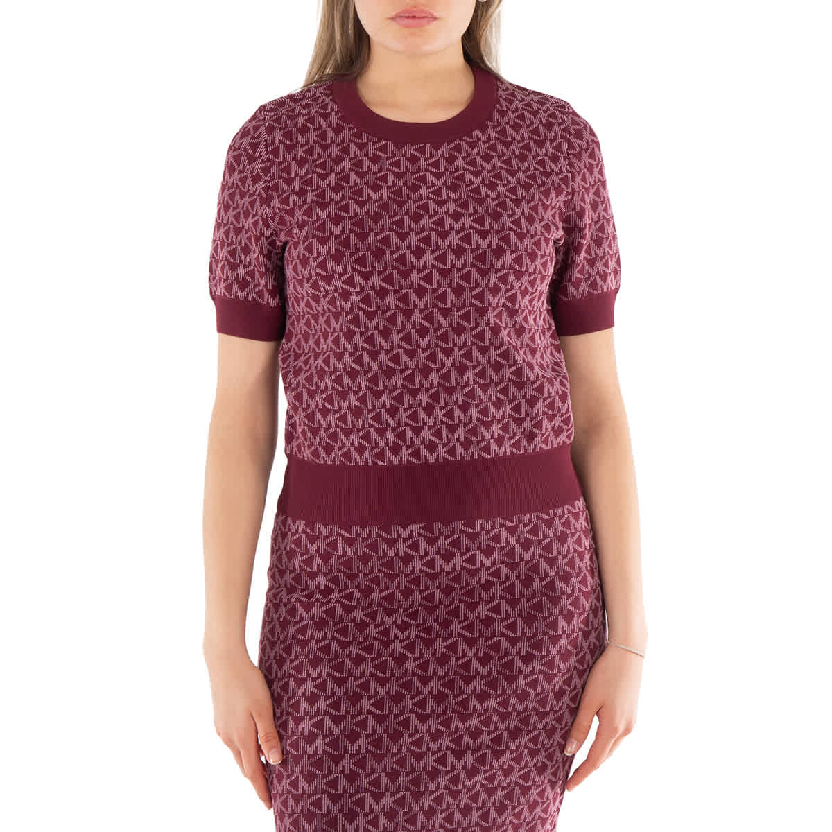 

Свитер с коротким рукавом Michael Kors Logo Jacquard, размер S, красный