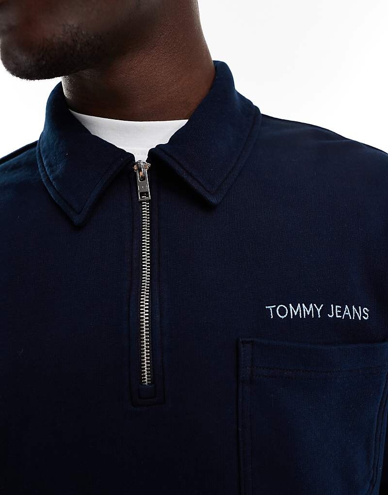 

Темно-синяя толстовка с логотипом Tommy Jeans на молнии 1/4