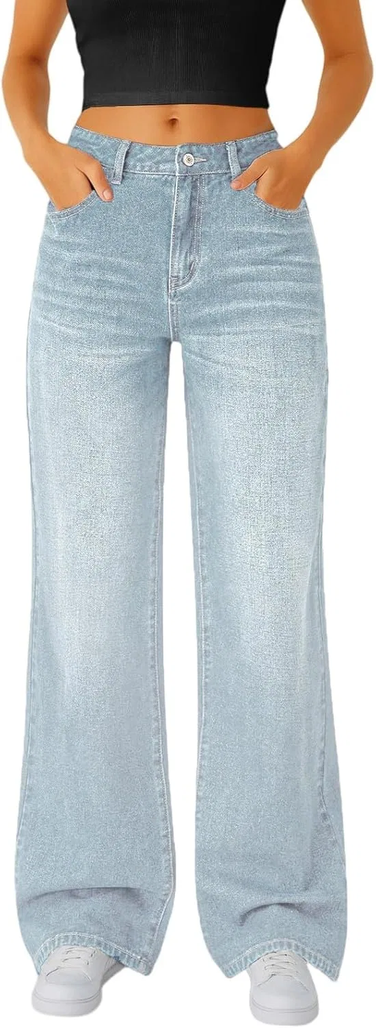 Джинсы прямого кроя, Wide Leg Jeans, A005-light Blue