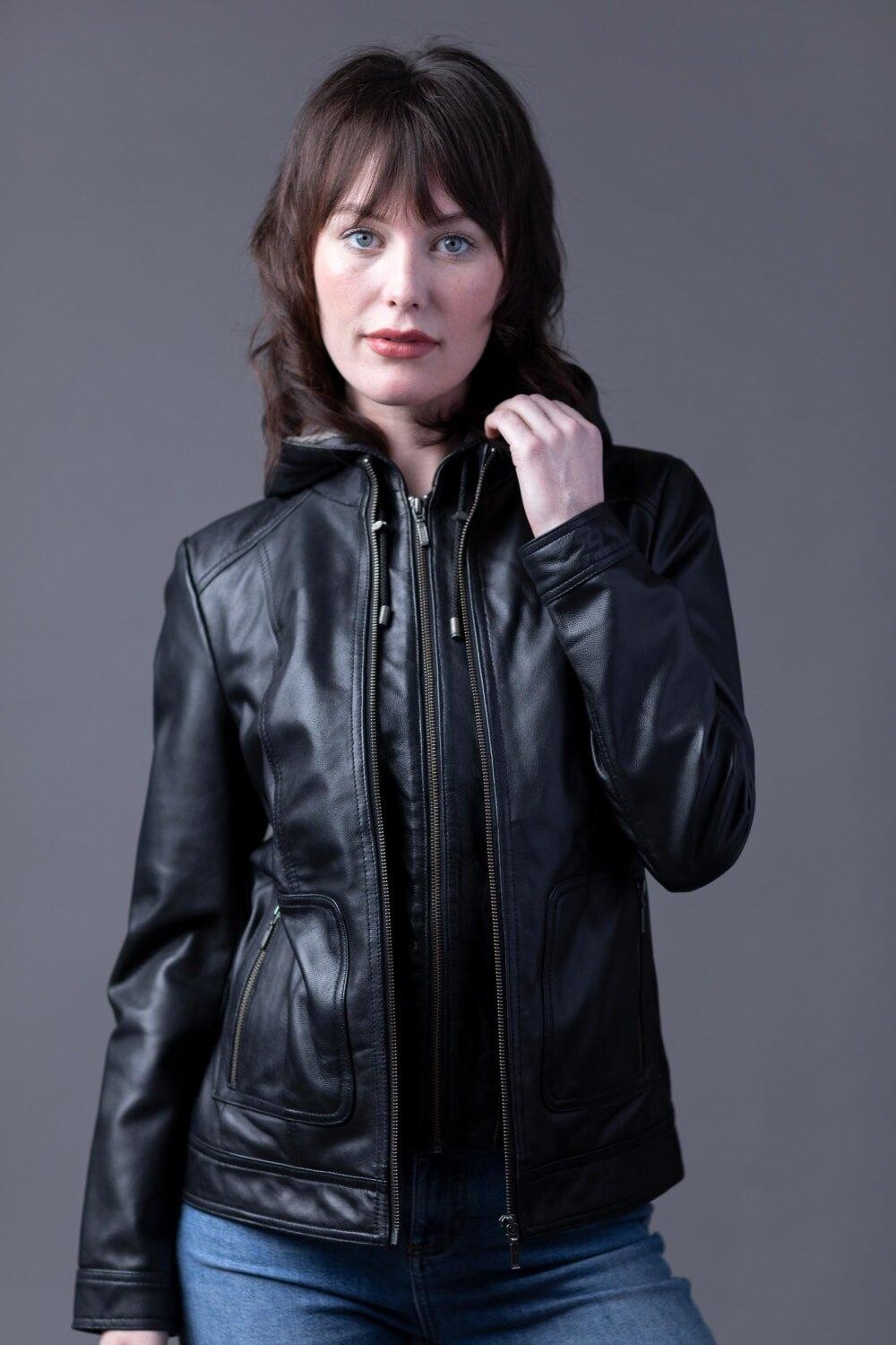 

Кожаная куртка с капюшоном 'Abbeytown' Lakeland Leather, черный