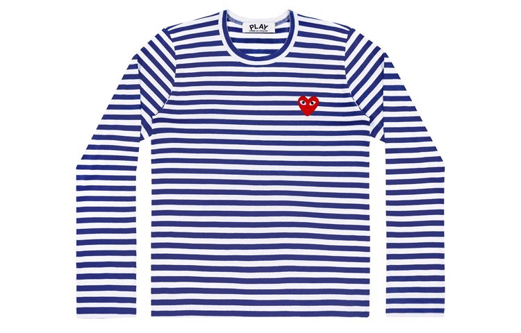 

CDG Play Женская полосатая футболка с длинным рукавом Comme Des Garcons Play, синяя/белая