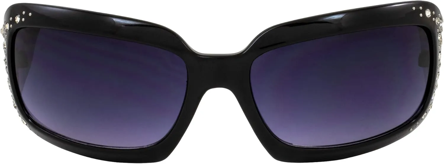 

Женские модные солнцезащитные очки Rodeo Queen (2 пары) в черной оправе с металлическими вставками, стразами и линзами с дымчатым градиентом, Black-smoke