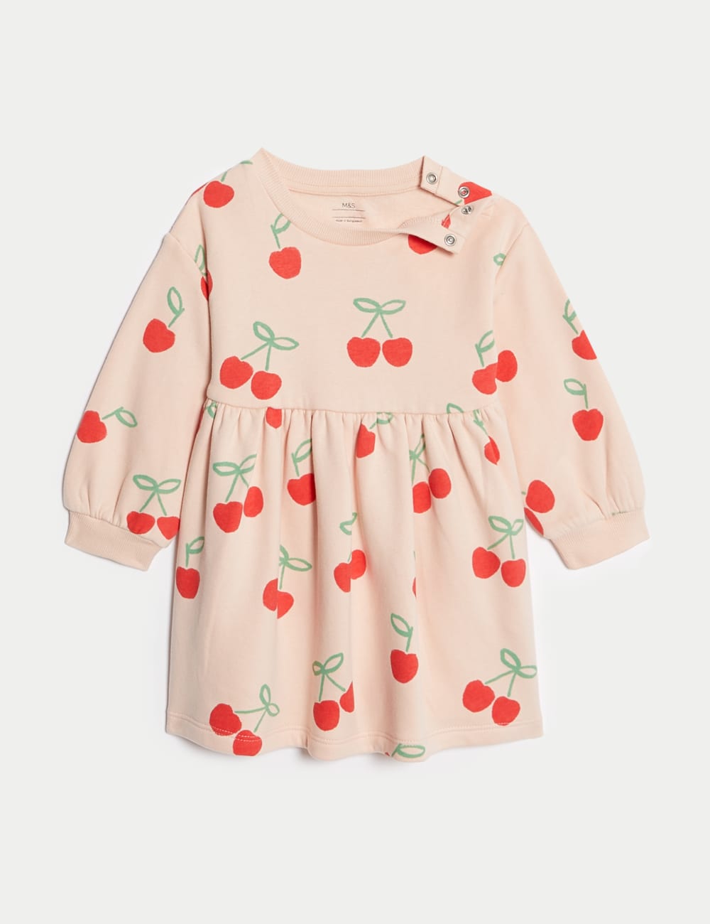 

Платье-свитшот с принтом из богатого хлопка Marks & Spencer, розовый