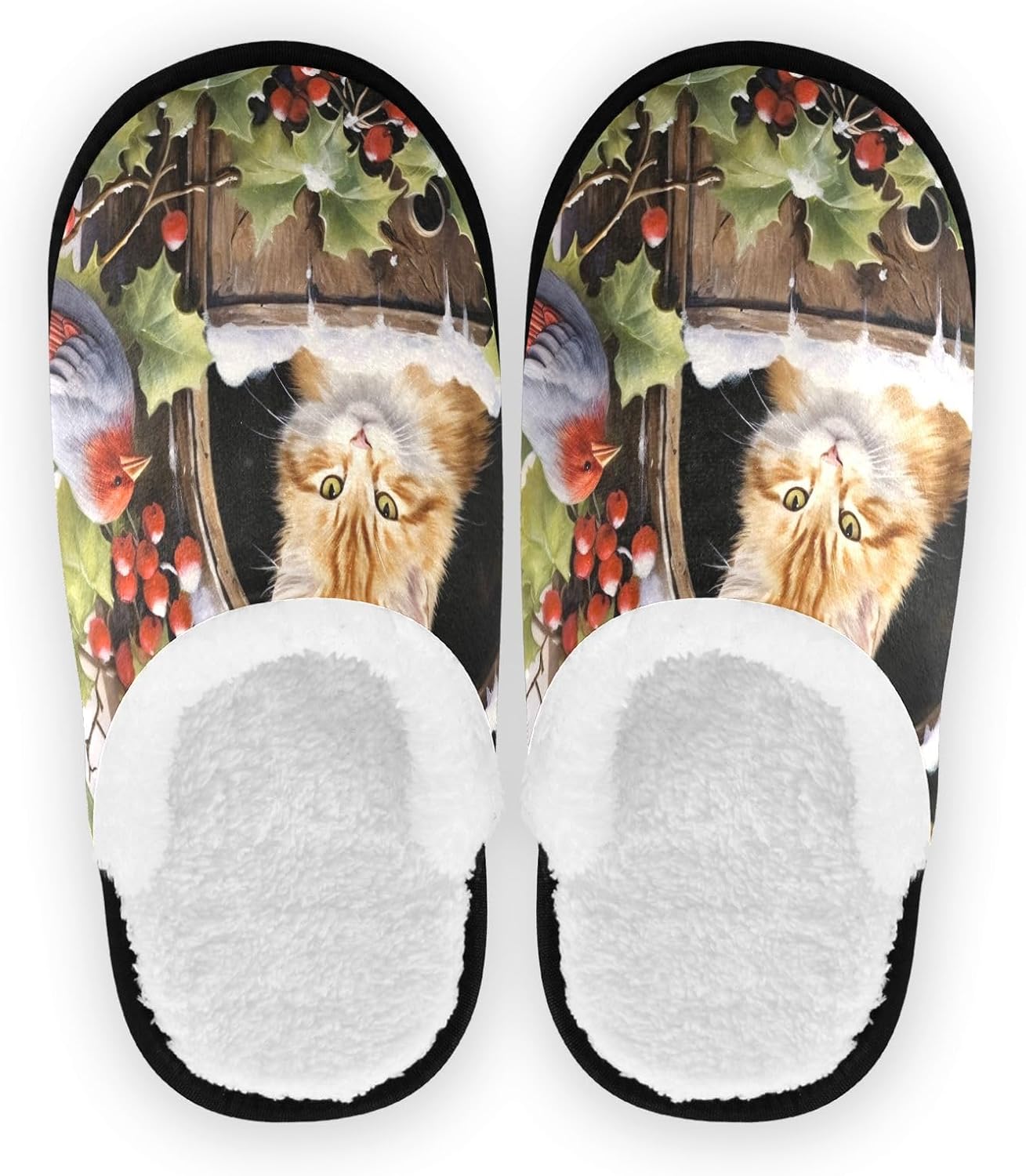 

Домашние тапочки UMIRIKO Cat Bird Winter для женщин и мужчин, моющиеся, с противоскользящей подошвой, с сумкой для хранения для путешествий и спа 20847583, Cute Cat