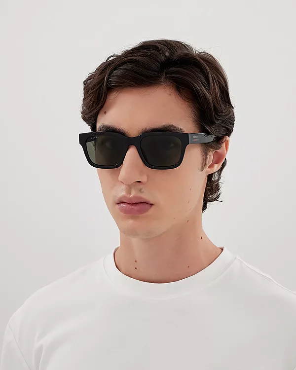 Квадратные солнцезащитные очки Lines, 55 мм Gucci, черный — фото 2