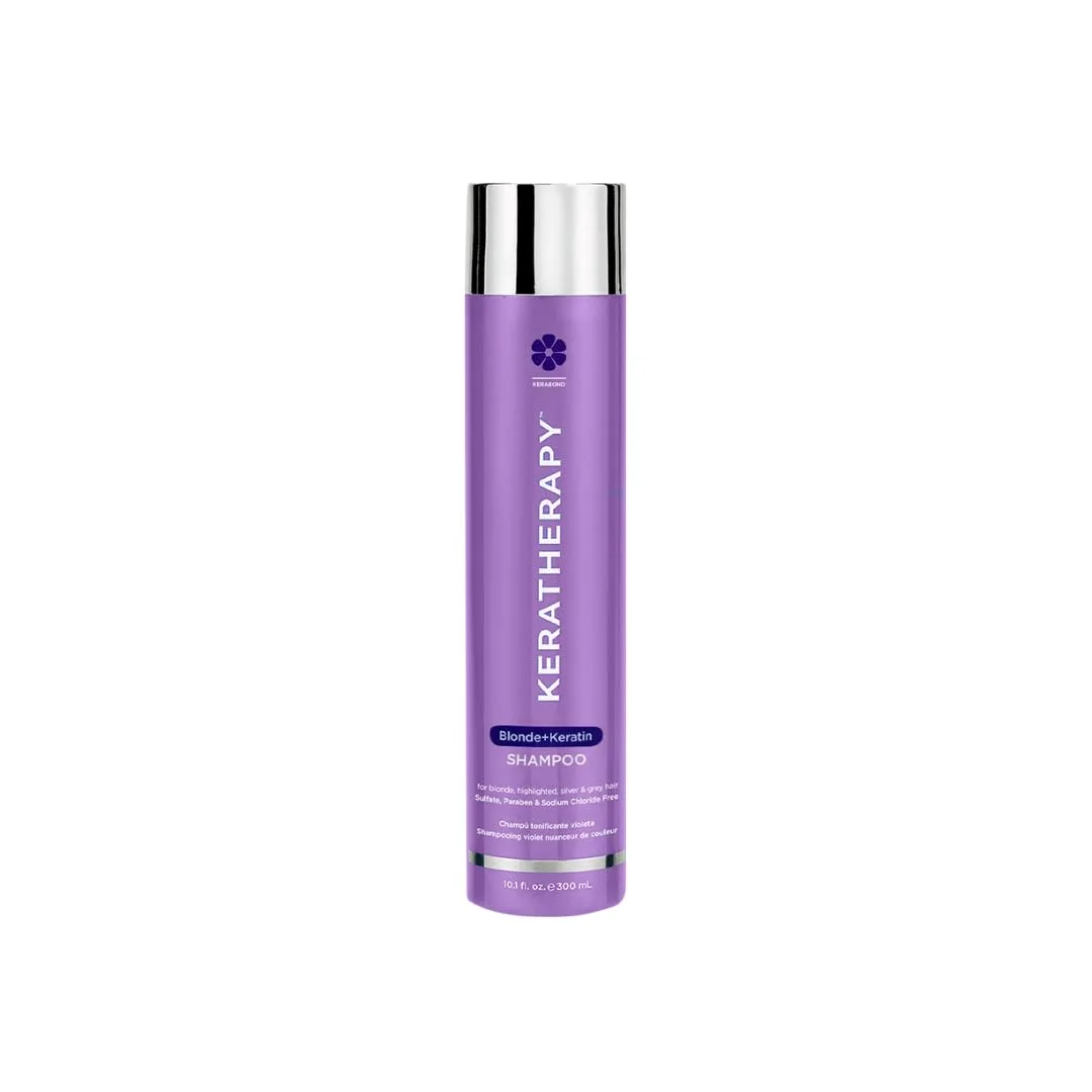 KERATHERAPY Keratin Infused Totally Blonde Violet Toning Shampoo, 300 мл - фиолетовый шампунь для окрашенных блонд, седых и мелированных волос, без сульфатов и парабенов, purple
