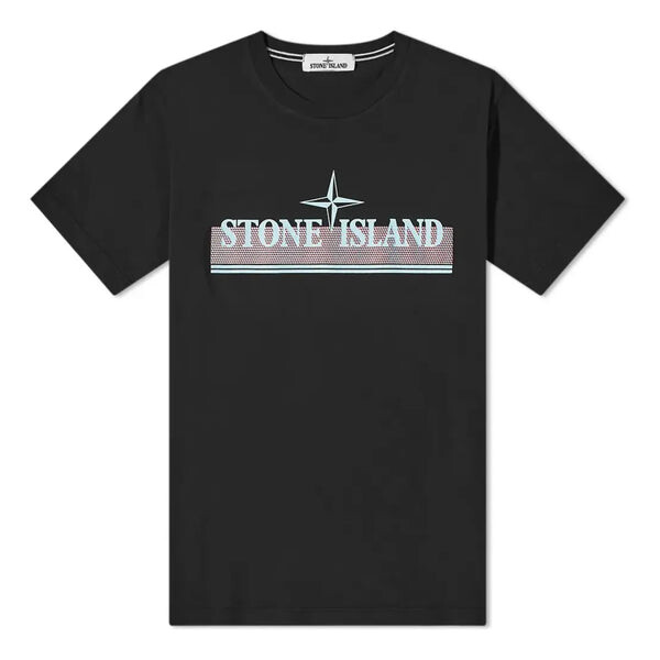 

Футболка tricromia print t-shirt 'black' Stone Island, черный