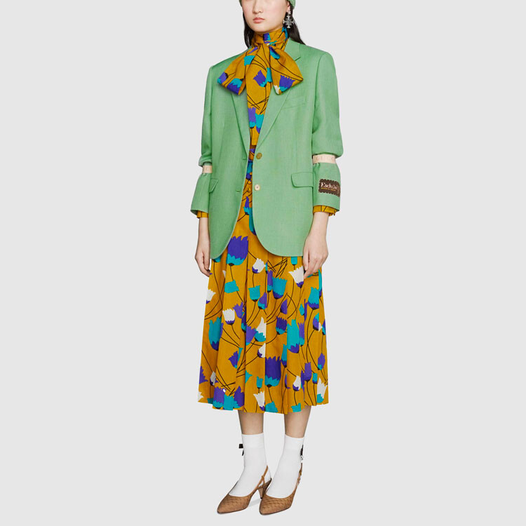 Платье женское Gucci с длинными рукавами, желтый — фото 4