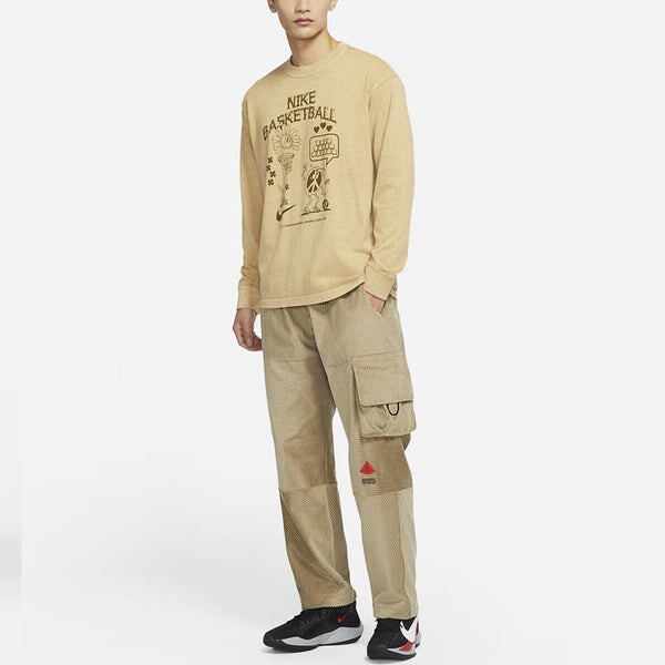 Брюки men's corduroy cargo casual straight long pants/trousers khaki Nike, хаки — фото 3