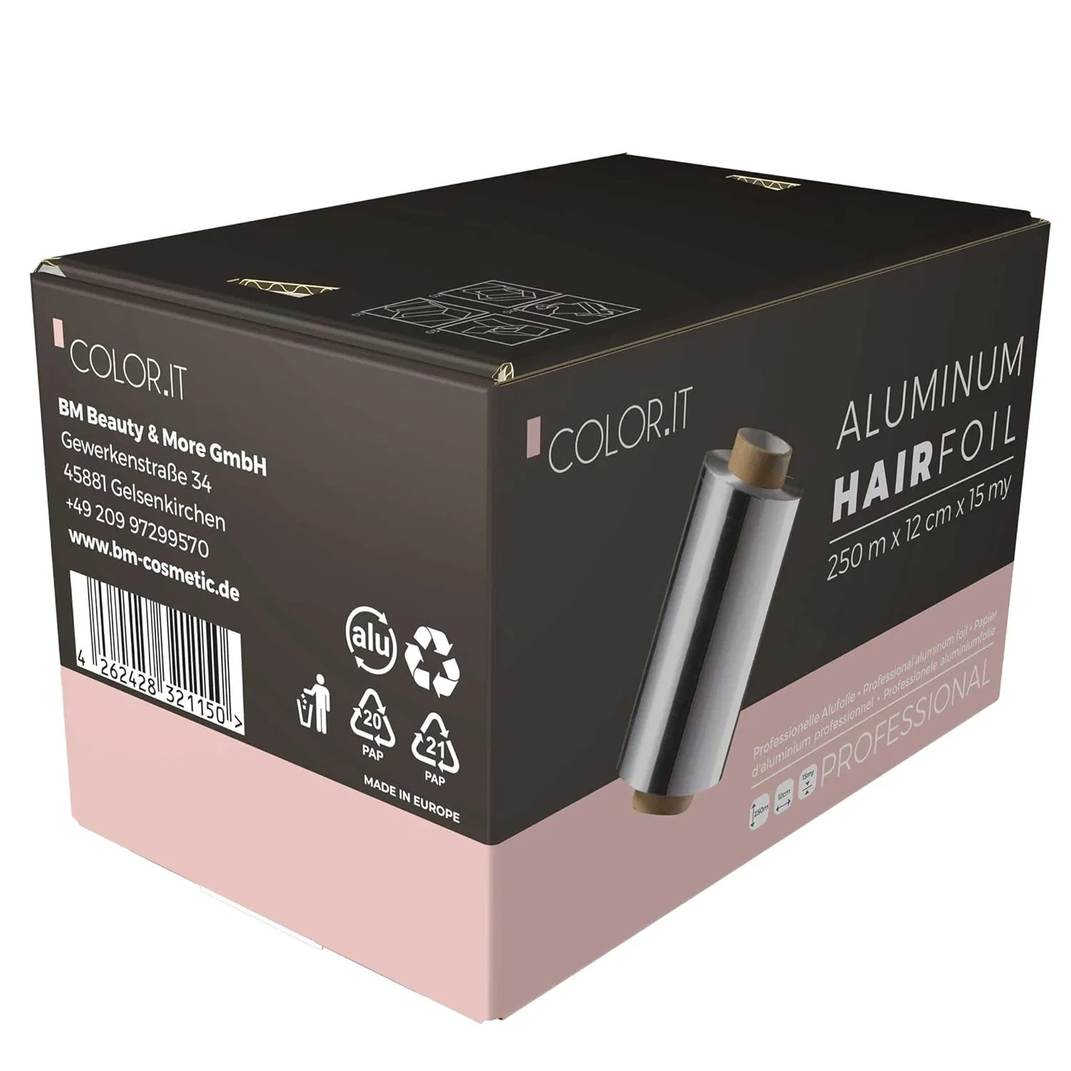 Парикмахерская алюминиевая фольга для волос 250 м x 12 см Color.It By Bm