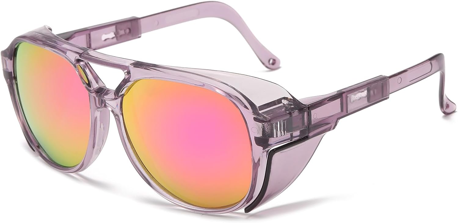 

Поляризованные классические готические солнцезащитные очки в стиле стимпанк YAMEIZE - защита от УФ-излучения, круглые очки в стиле панк для вождения и активного отдыха, подходят для мужчин и женщин, Light Purple