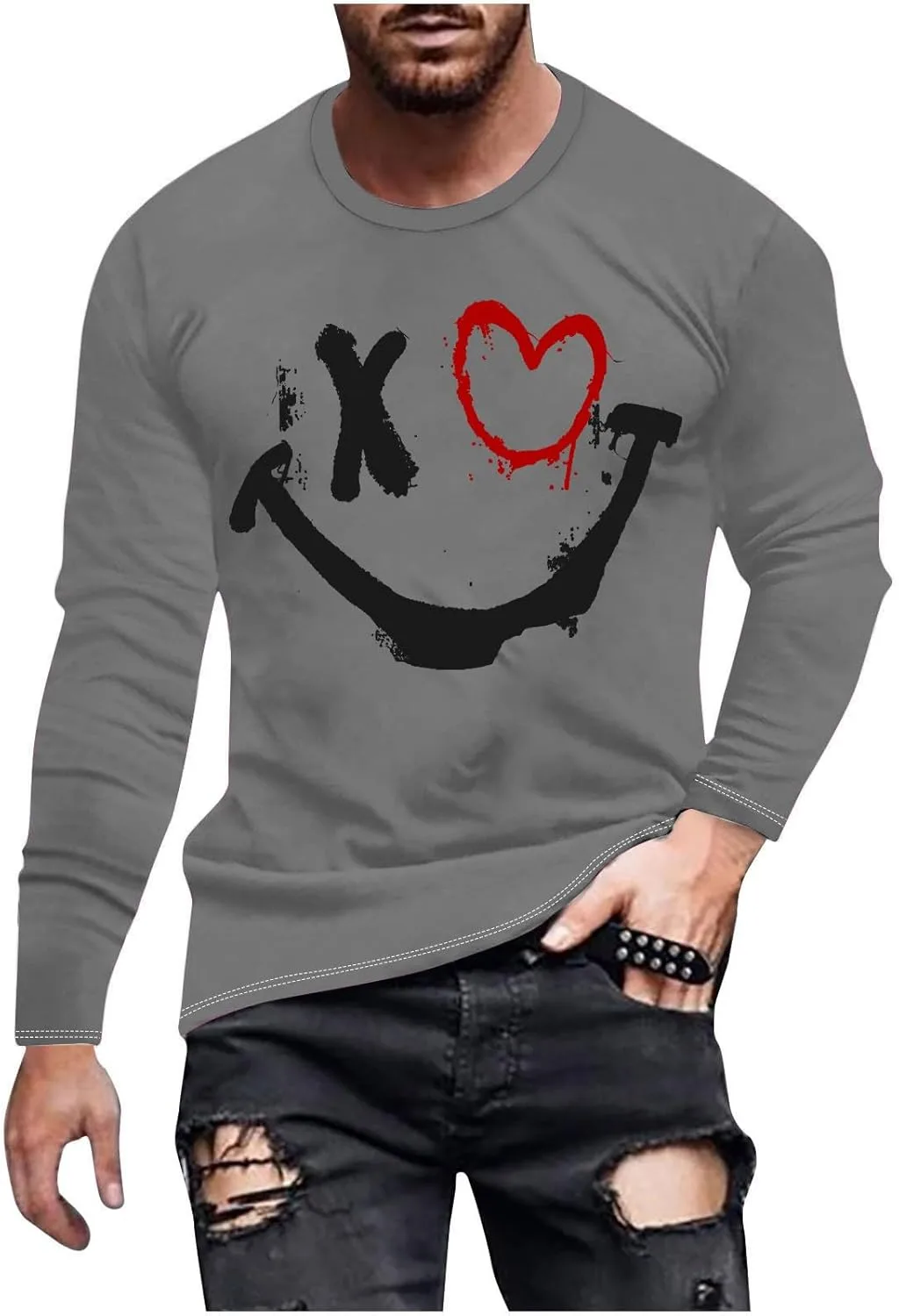 

Футболка с принтом "X-Eyes-Smiling-Face Graffiti", длинный рукав Uillui