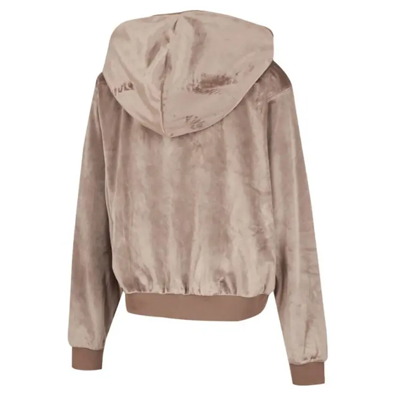 Nike Спортивная толстовка с капюшоном на молнии из мягкого велюра, Dark Khaki-233 — фото 4