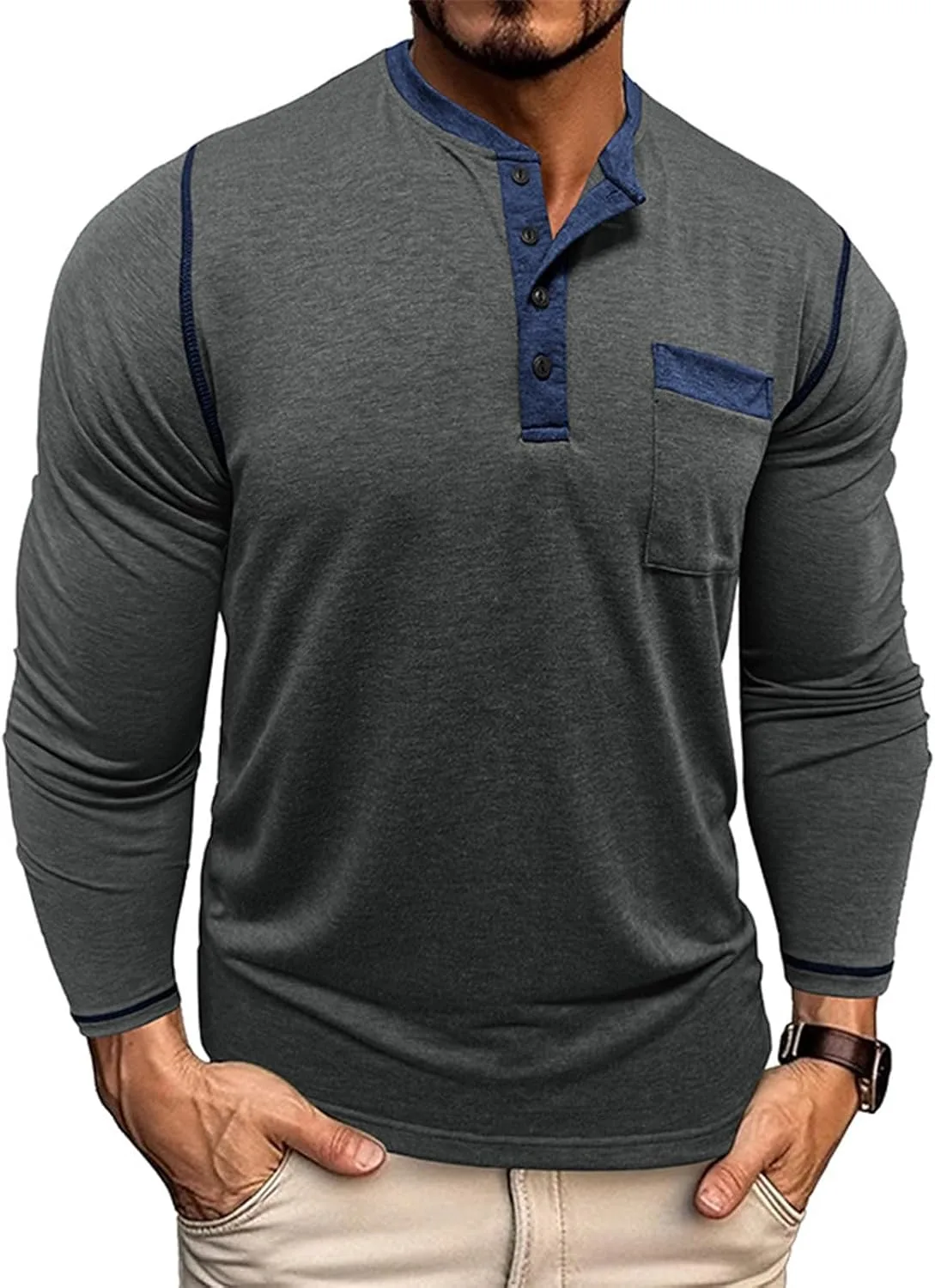 

Ymosrh мужская футболка-поло с длинным рукавом, M-3XL