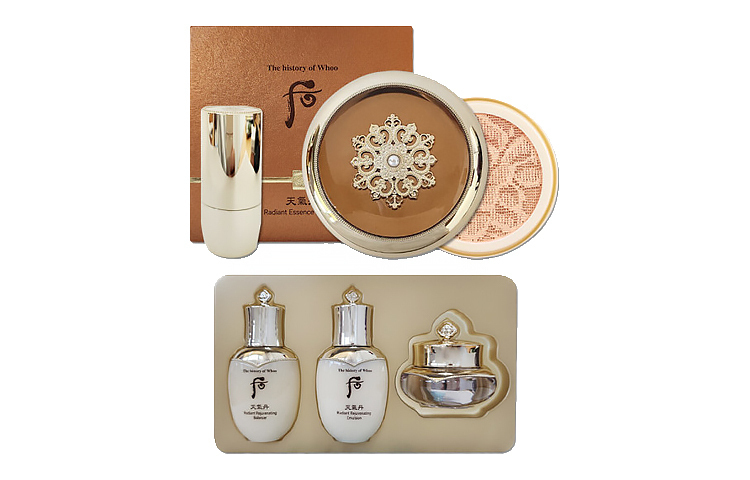 Набор косметики The History Of Whoo: тональный кушон Cheongidan Radiant Essence Cushion + миниатюры уходовых средств Cheongidan — фото 2