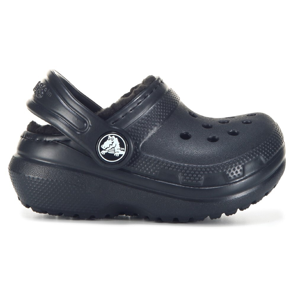 Детские классические сабо на подкладке из пуха для малышей Crocs, черный — фото 2