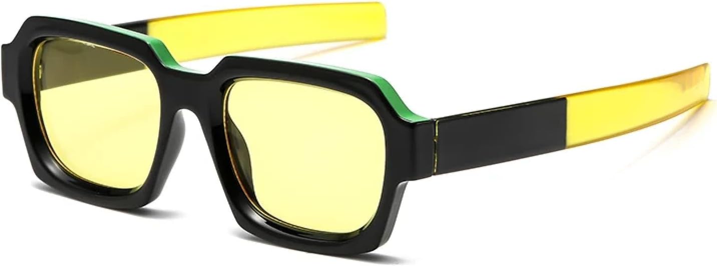 

Модные классические ретро-очки, ослепительные красочные модные аксессуары, солнцезащитные очки для уличной фотосессии, универсальные женские очки HHZZYVY, Black Yellow