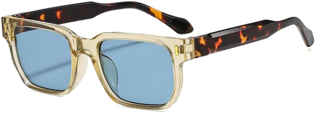 

Солнцезащитные очки для мужчин и женщин - защита UV400 - маленькая оправа цвета "рисовый ноготь" с цветными линзами, для занятий спортом на открытом воздухе и вождения DSVIGF, Leopard Blue