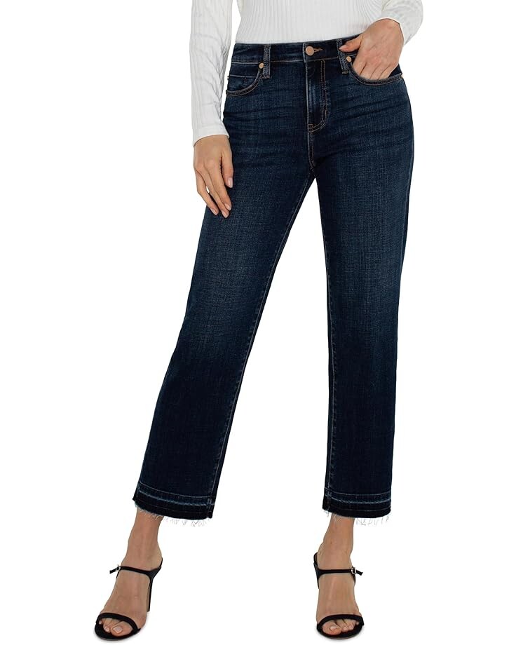 

Джинсы Liverpool Los Angeles Liv Mid-Rise Non-Skinny Skinny With Let Down Hem Crosshatch Denim, цвет Albany