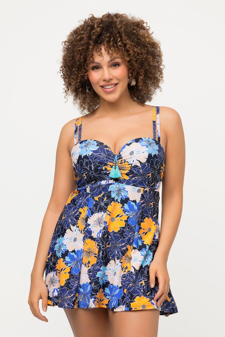 

ULLA POPKEN Женский купальник с цветочными мягкими чашками и корсетным вырезом