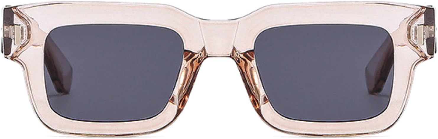 

Квадратные солнцезащитные очки для женщин в винтажном стиле с заклепками, модные солнцезащитные очки с прозрачными линзами с градиентом цвета океана, солнцезащитные очки UV400 для мужчин в стиле панк mincl, Pink