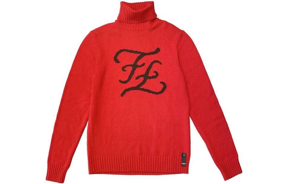 

FENDI Кашемировый свитер мужской красный водолазка Moderate