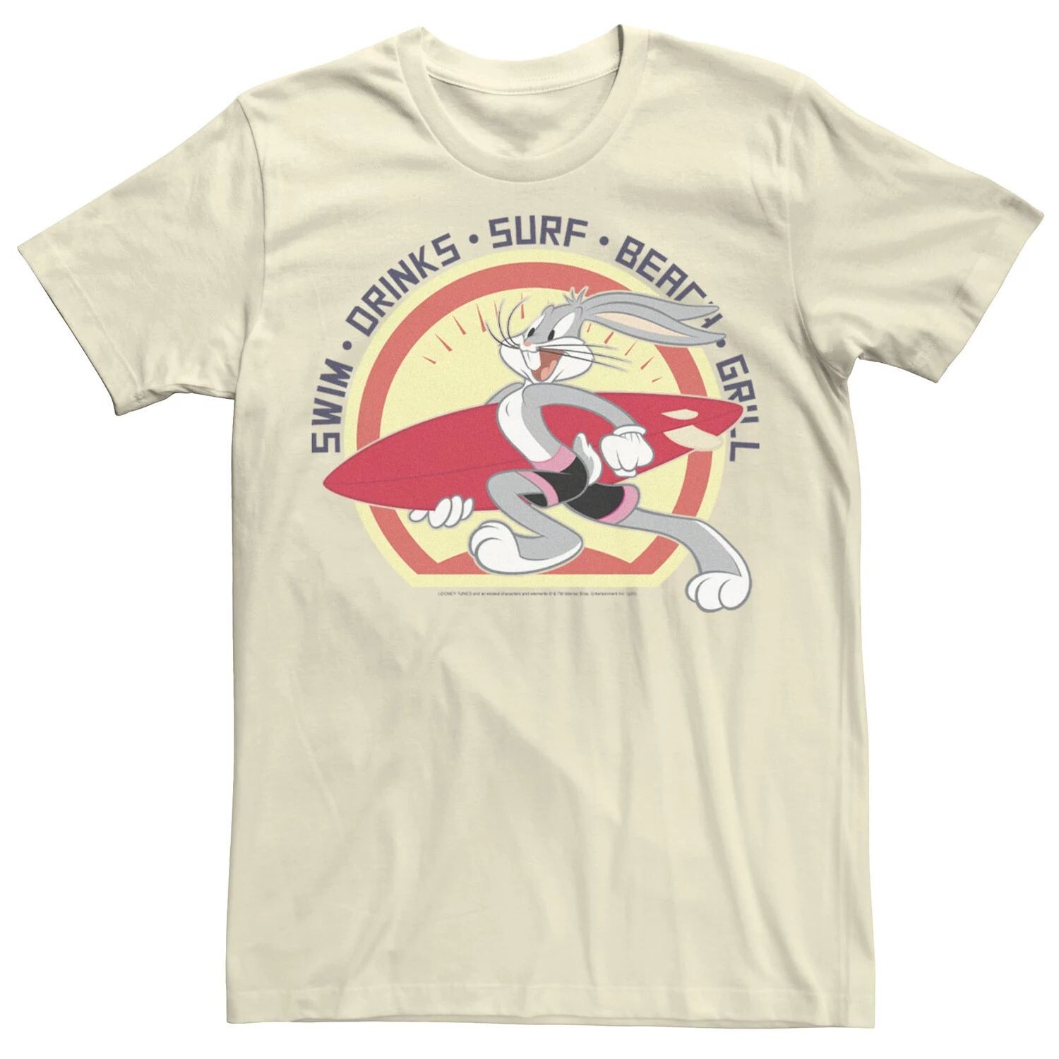 

Мужская футболка с логотипом Looney Tunes Bugs Bunny Surf Licensed Character