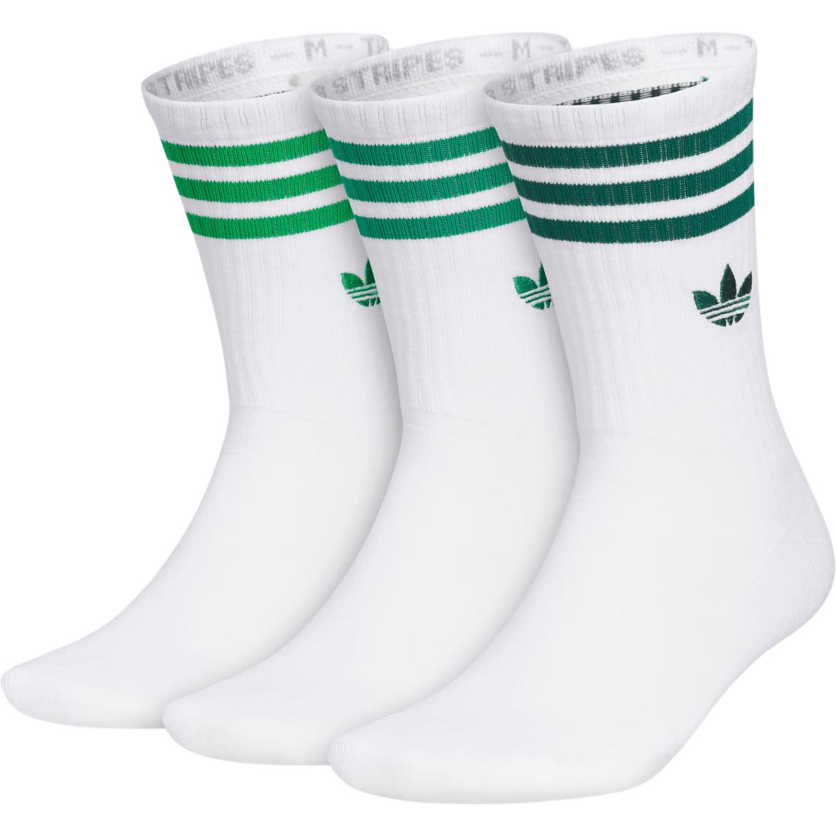 Adicolor SS24 утепленные носки Mid-Calf Unisex набор из 3 пар Adidas Originals, 3 Pack (белый/зеленый/зеленый)
