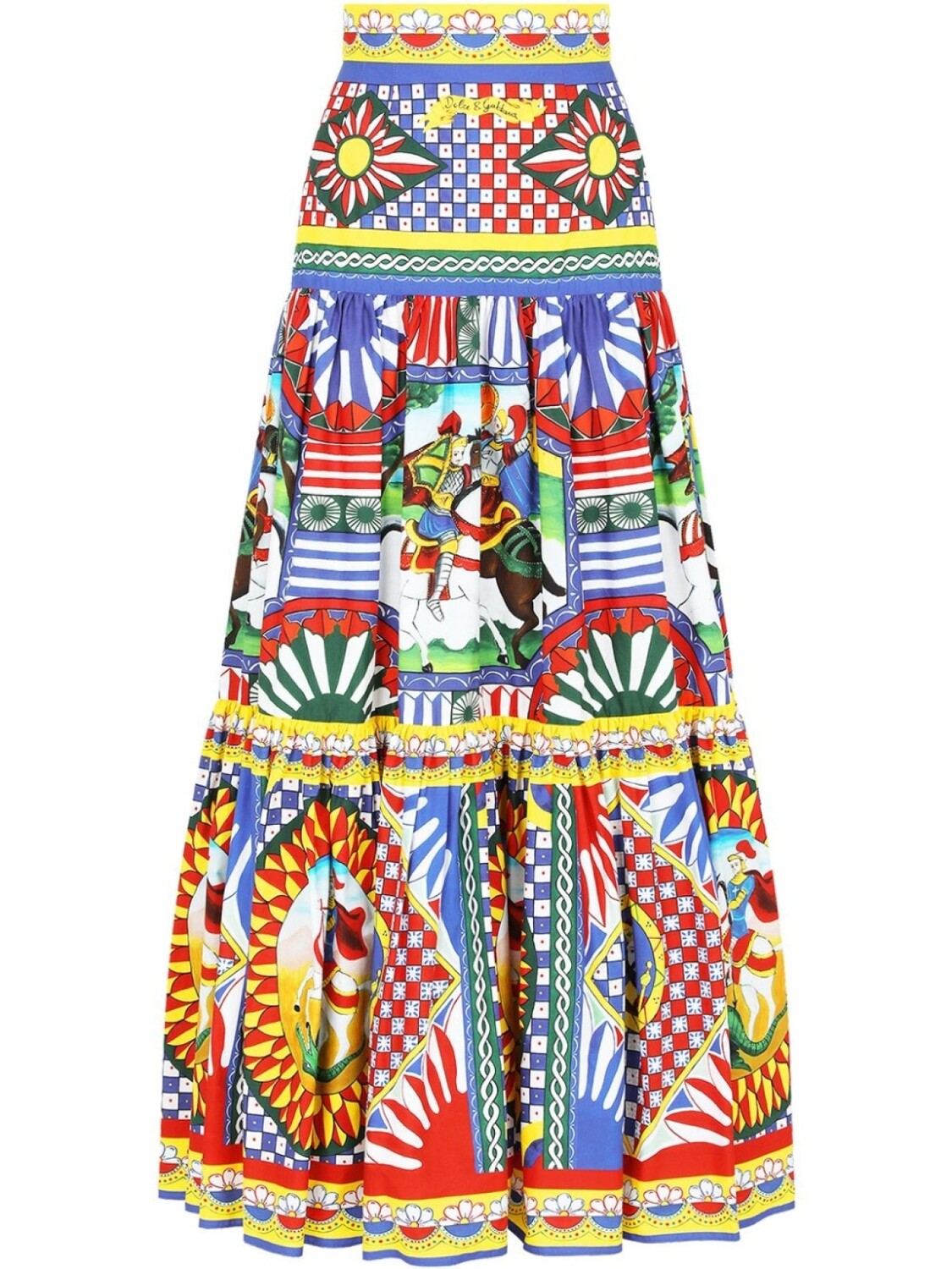 

Dolce & Gabbana поплиновая юбка макси с принтом Carretto, синий