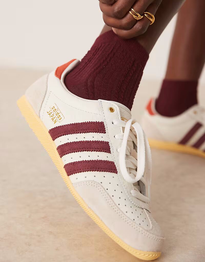 Кроссовки Adidas Originals Japan белого и бордового цветов — фото 3