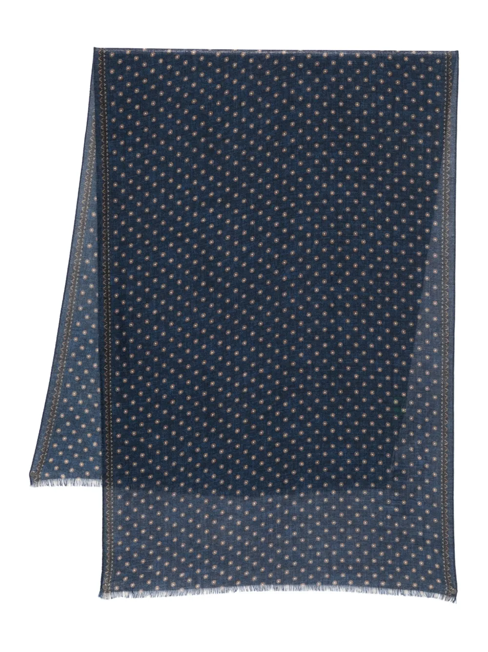 

Шарф в мелкую точку с бахромой Dell'oglio, синий