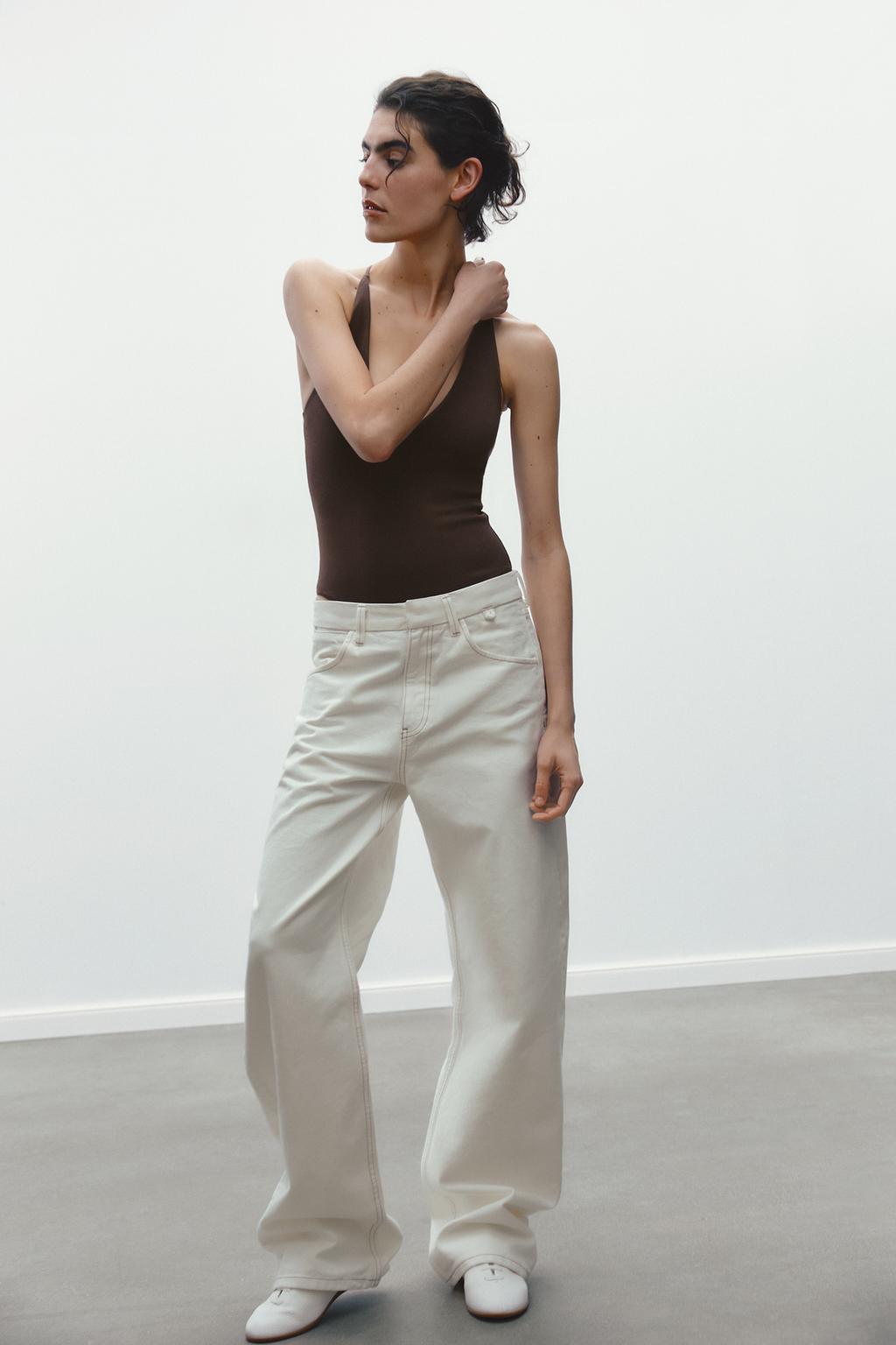 

Боди на бретельках ZARA, коричневый