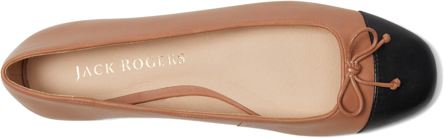 Балетки Jack Rogers Kenlyn Cap Toe Ballet - Leather, цвет Cafã Au Lait/Black — фото 2