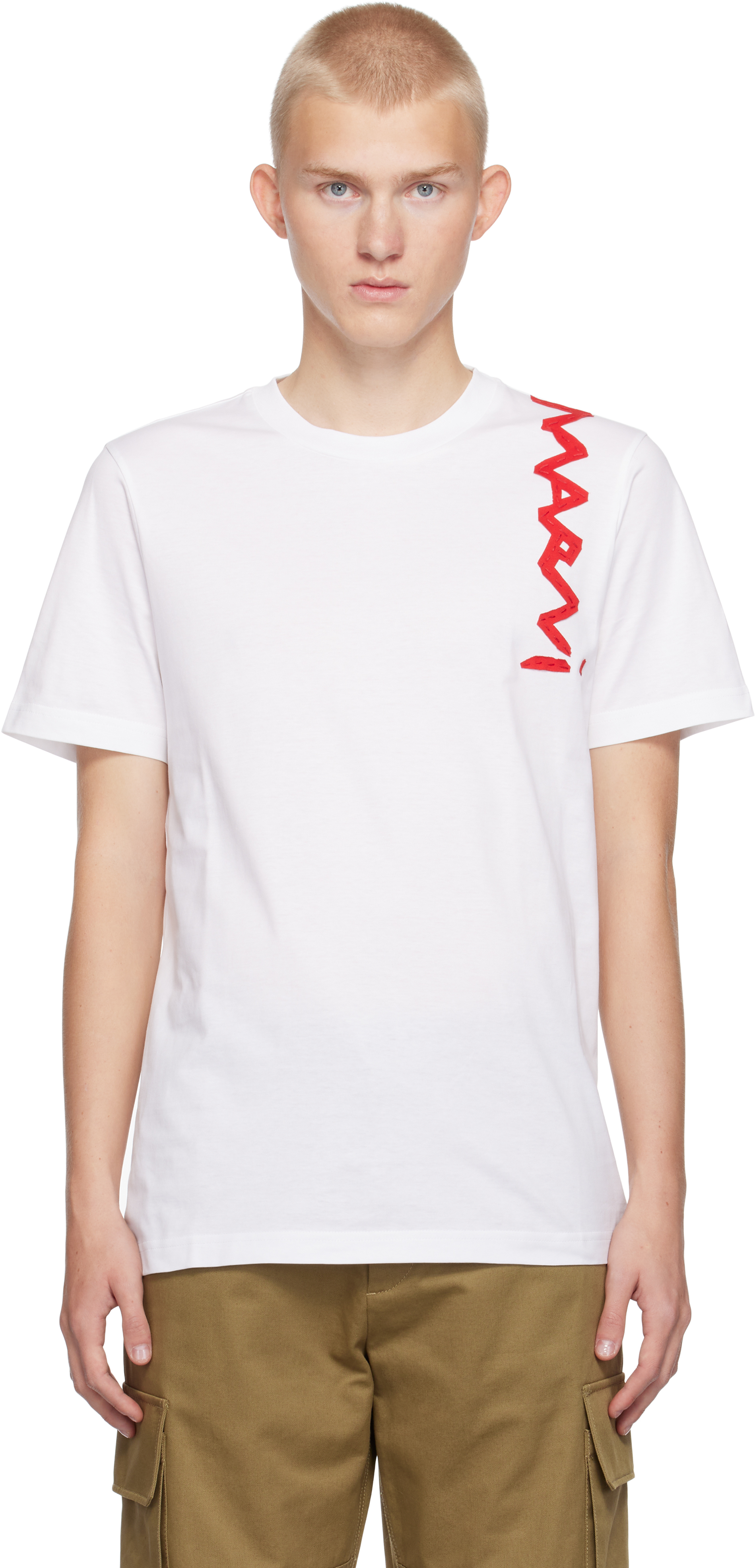 

Белая футболка с логотипом Mending Marni