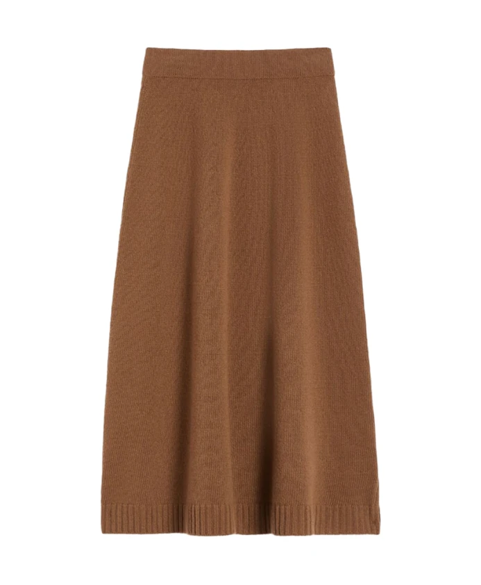 

А-Образная юбка из шерстяного трикотажа цвета фундука Weekend Max Mara, коричневый
