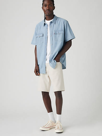 

468 Свободные мужские шорты из льна и денима длиной 9 дюймов Levi's, цвет Ecru Journal - White