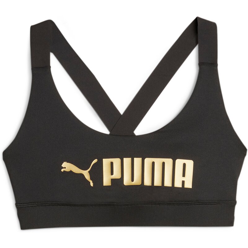 

Топ-Бюстгальтер Puma Fit средней плотности Puma, цвет puma black-puma gold
