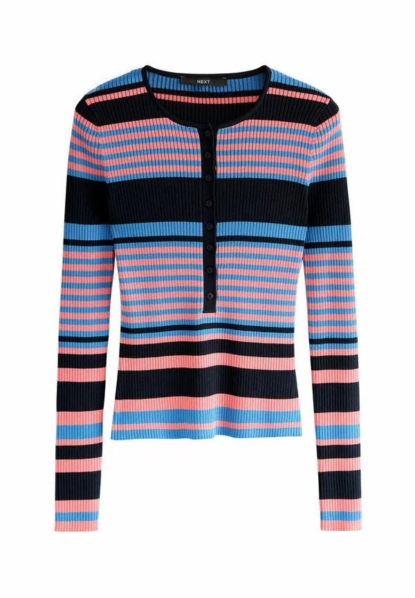 Джемпер-Поло с длинными рукавами стандартного кроя Next, Blue Multi Stripe