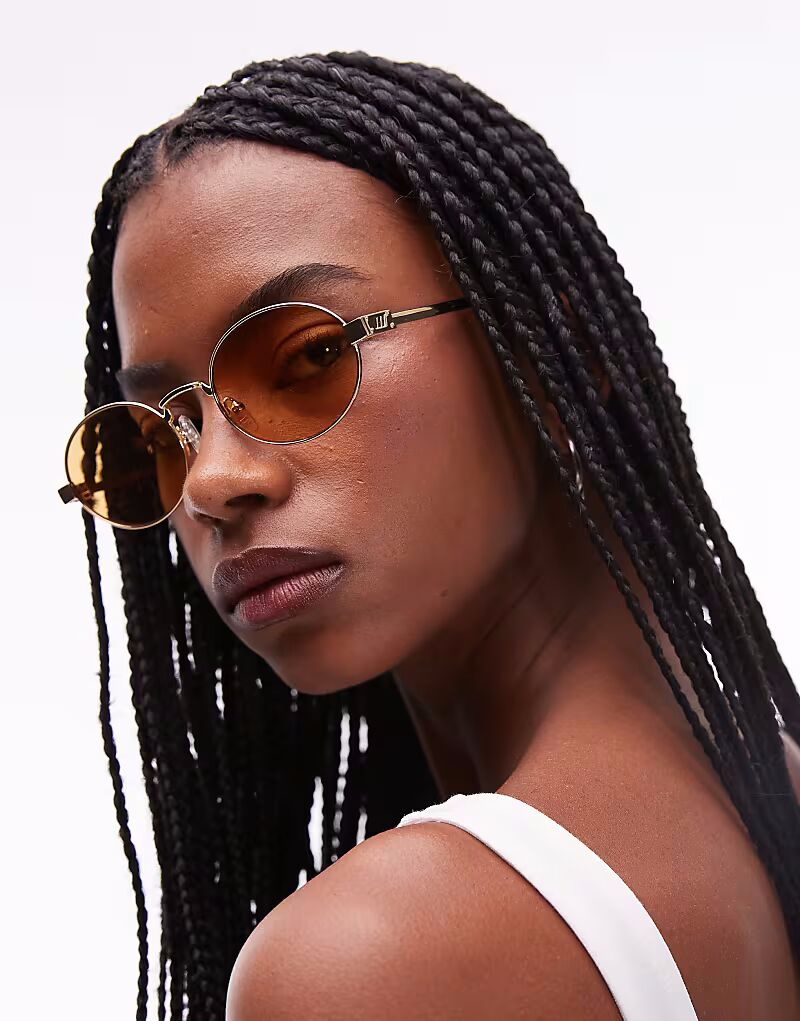 

Le Specs - Posedion Deux - Круглые металлические солнцезащитные очки в золотом цвете