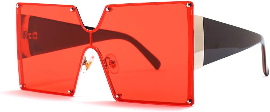 

mincl/Увеличенные солнцезащитные очки-щитки для женщин, модные, класса люкс, защита от УФ-излучения UV400, винтажные, с плоской верхней частью, футуристические солнцезащитные очки 2019 года, Red