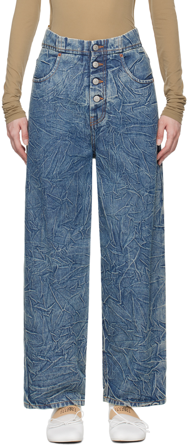 

Мятые джинсы MM6 Maison Margiela, синий