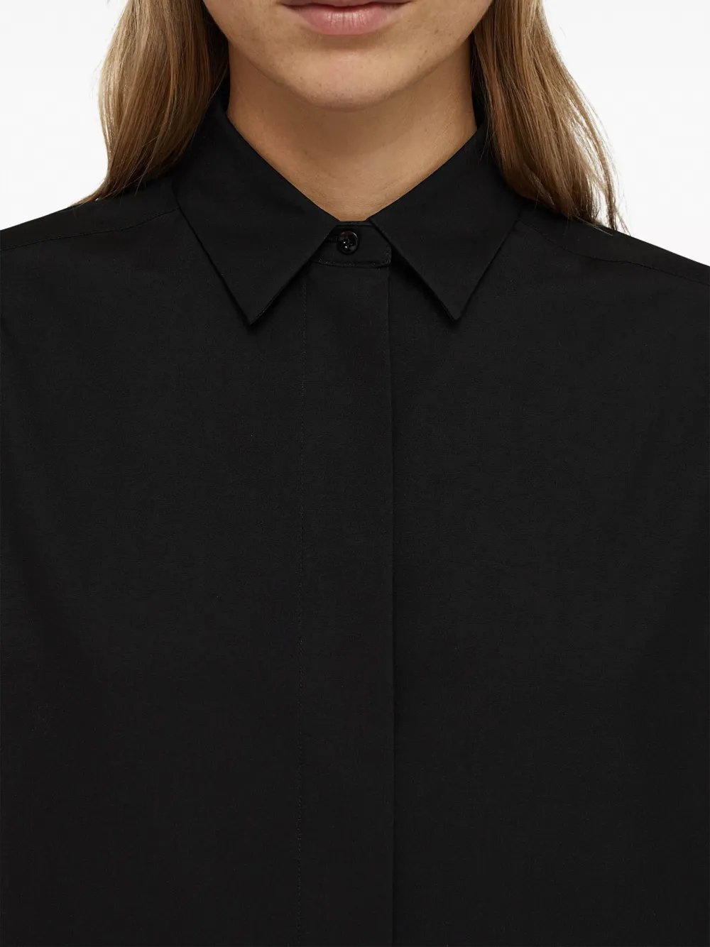 Шелковая рубашка с длинными рукавами JIL SANDER, черный — фото 4