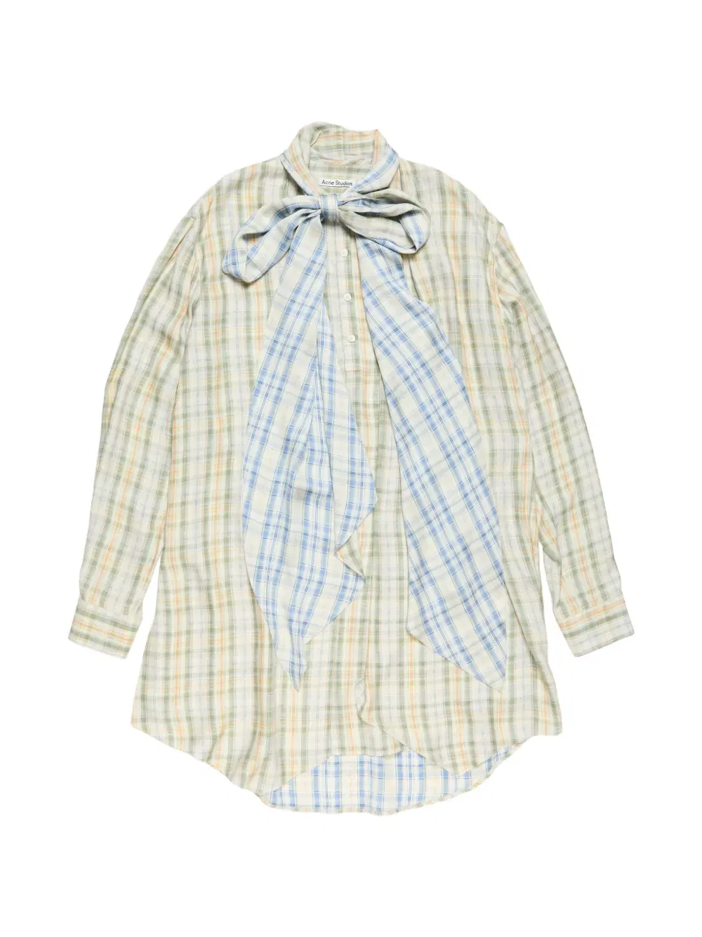 Асимметричная рубашка в клетку Acne Studios, нейтральный
