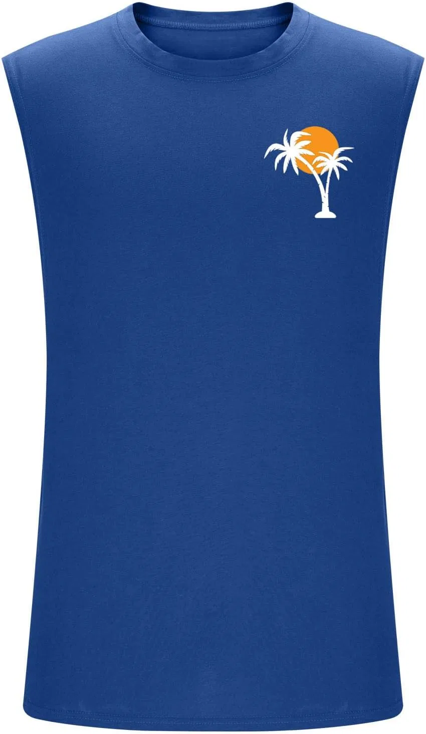 Мужской топ-майка Slim Fit, с принтом пальмы, Generic, A03_blue — фото 3