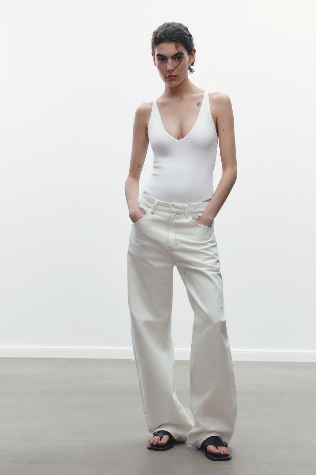 

Боди на бретельках ZARA, белый