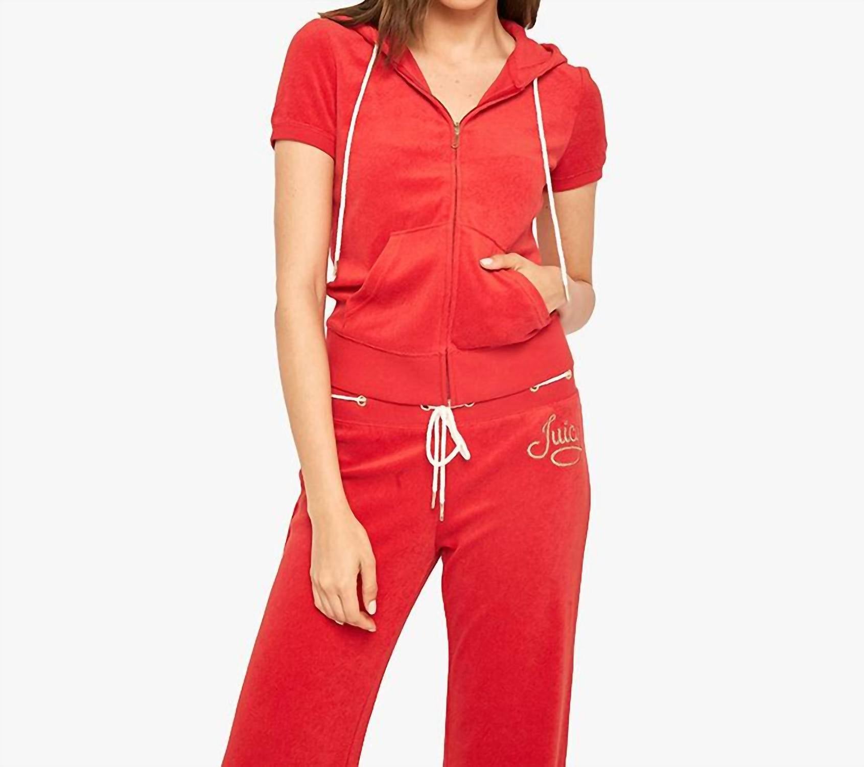 

Женская регбийная толстовка Juicy Rope Microterry Robertson с коротким рукавом M красного цвета Juicy Couture