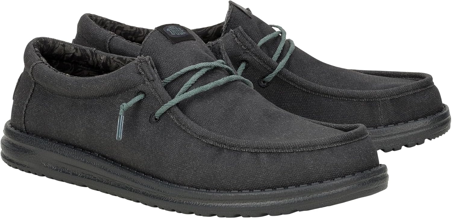 

Мужские слипоны HEYDUDE Wally из стирного канваса, удобные и легкие, черный