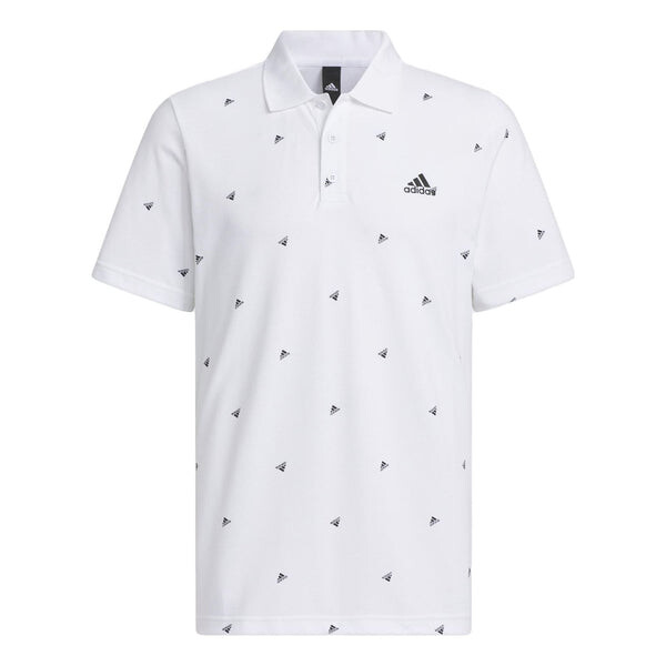 

Футболка Adidas Fi Polo Aop Logo Printing Training Sports Short Sleeve Polo Shirt 'White', белый