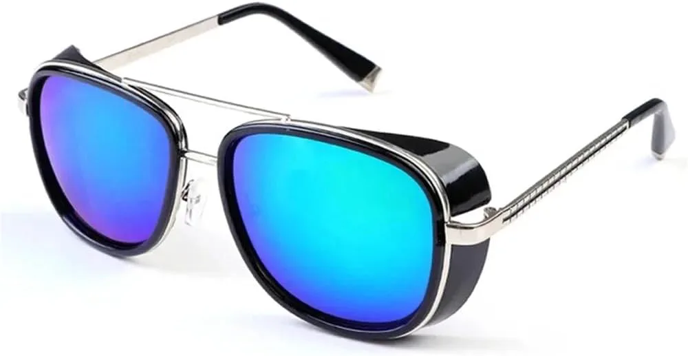 

Солнцезащитные очки в стиле стимпанк для мужчин и женщин, зеркальные солнцезащитные очки, винтажные линзы, защита от ультрафиолета UV400 HDUBFY, Black-green